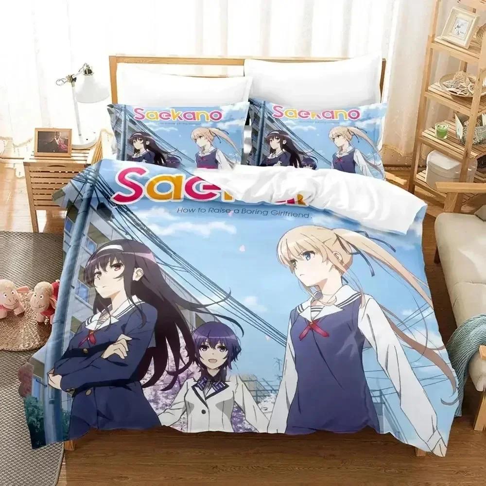Luxury New 3D Print Anime Megumi Kato Saekano Bedding Set Duvet Cover Bed Set Quilt Cover Pillowcase Queen Boys Adult Bedding
