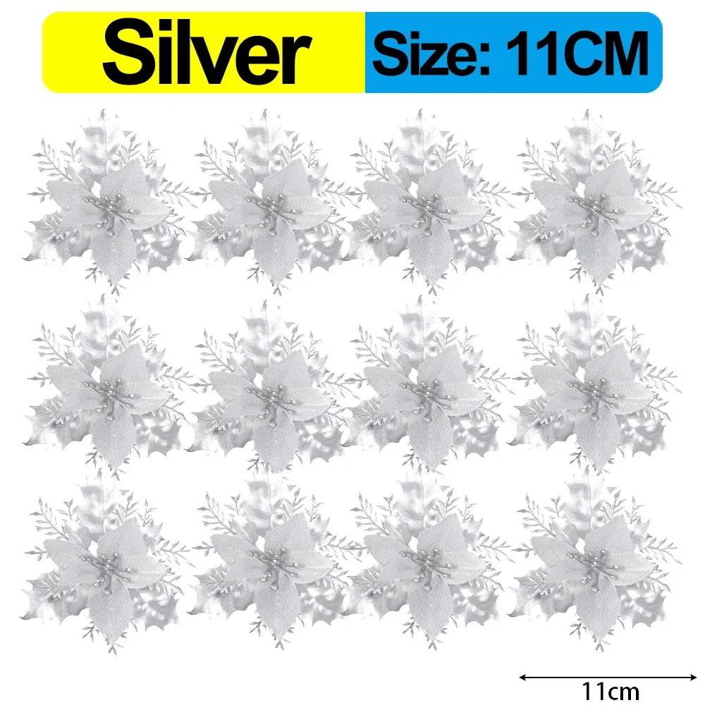 60/12 шт искусственные рождественские цветы веселое рождественское украшение на елку счастливые новогодние украшения рождественские искусственные цветы натал навидад