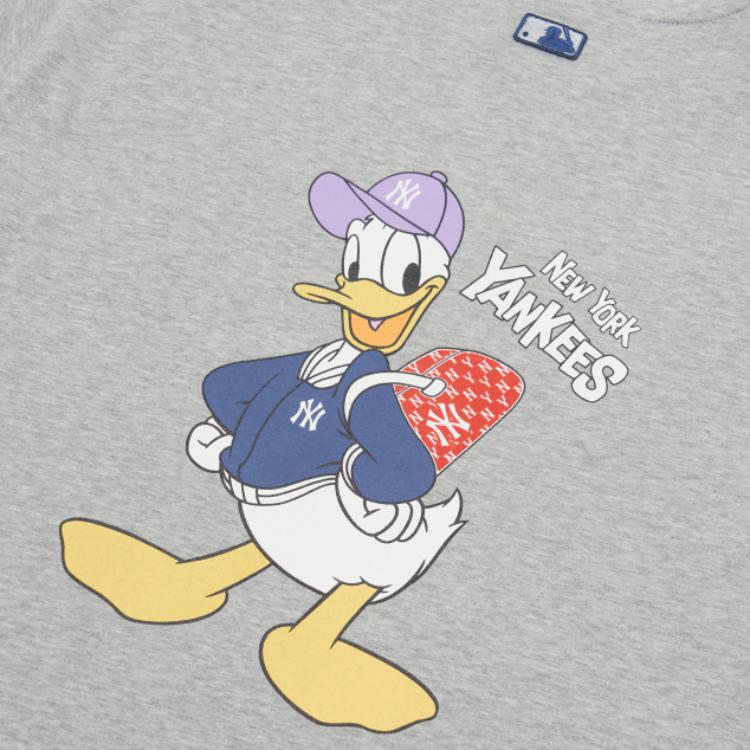 MLB X Disney Коллаборация Повседневная футболка-свитшот с круглым вырезом и коротким рукавом Унисекс Футболка Серая 3ATSD0114-50MGS