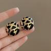 Leopard Print Round Earrings Alloy Sensitive Skin Friendly Earrings Jewelry Gift for Women Girls Dainty Accessories