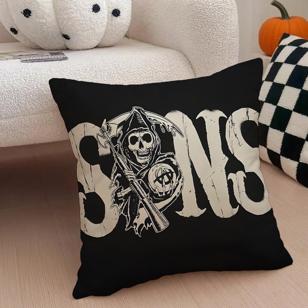 American Biker Drama SSons of Anarchy Cushion Cover Throw Pillow Cover Hidden Button Durable Polyester Chair Cushion
