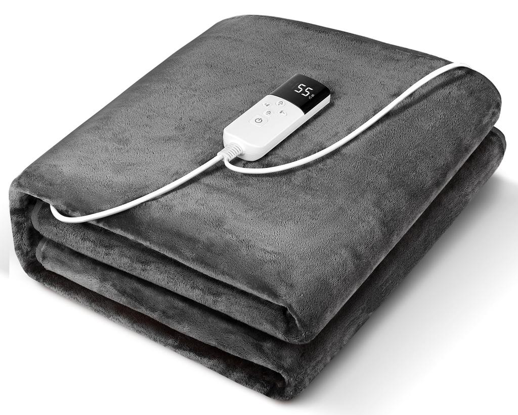 AooDen Electric Stepless Temperature Hour Single Thick Machine Dust Mite Cold Weather PSE Certified Blanket, Washable, 160x80cm, Control, 1-12 Timer,