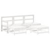 VidaXL Salon de Jardin 5 pcs, Canapés avec Repose-pied, Ensemble de Meubles avec Table Basse Patio Terrasse, Rustique, Blanc 3186544