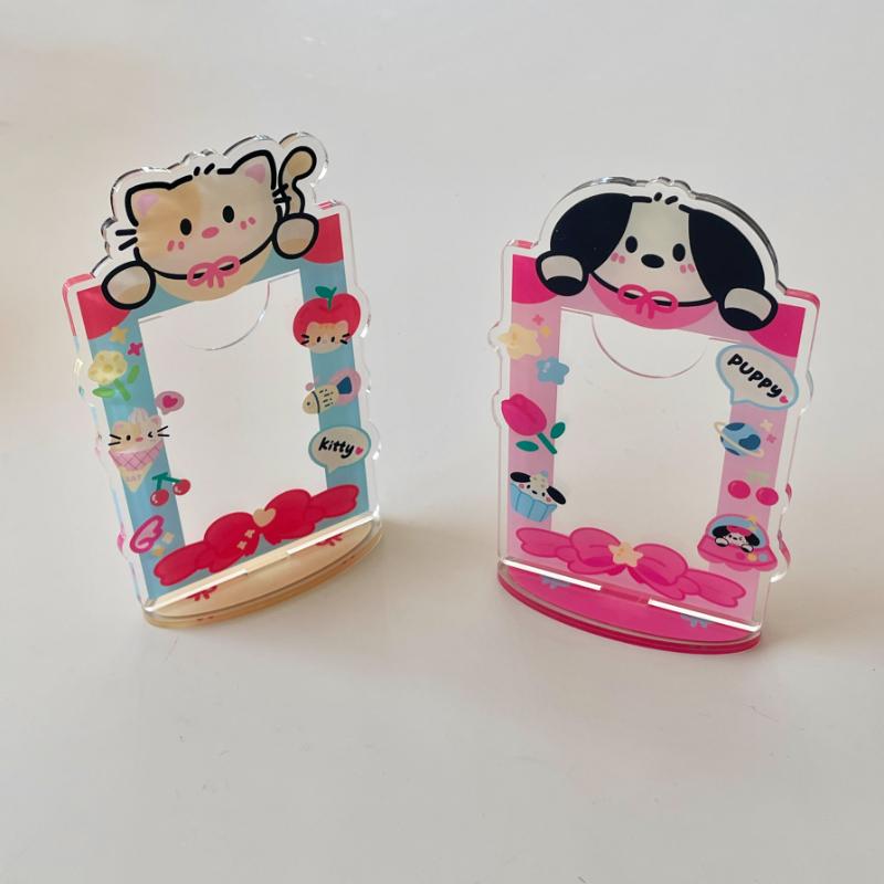 Cartoon Puppy Kitten Photo Frame Colorful Photo Card Holder 3 Inch Kpop Photo Display Desktop Decor Wholesale New Arrival 2025