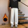 Мужские осенне-зимние флисовые брюки прямого кроя, весенне-осенние, в американском стиле, с боковой полосой, свободные спортивные повседневные брюки