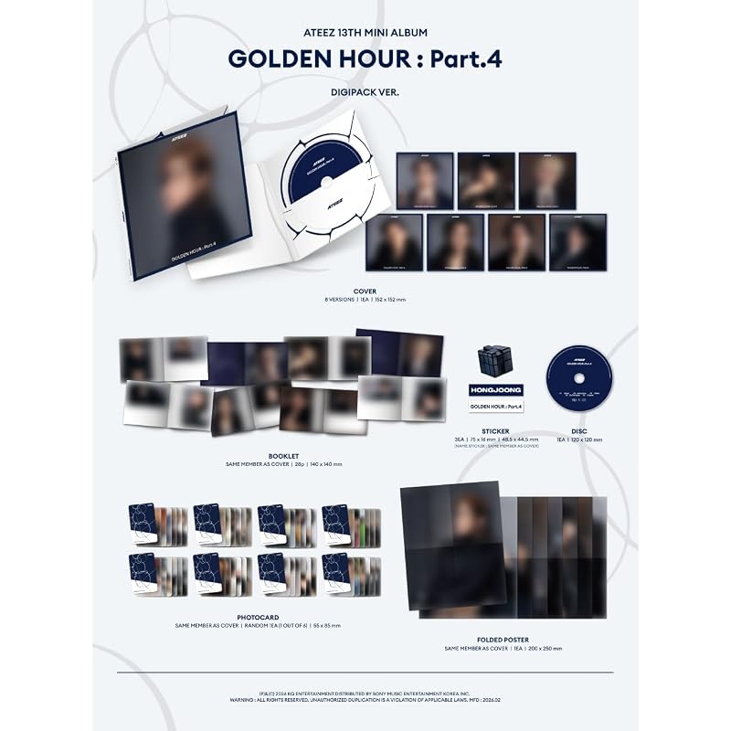 [DIGIPACK VER.] ATEEZ - 13-й МИНИ-АЛЬБОМ [GOLDEN HOUR : Часть 4] Корейское издание (Солнечная ВЕР.)