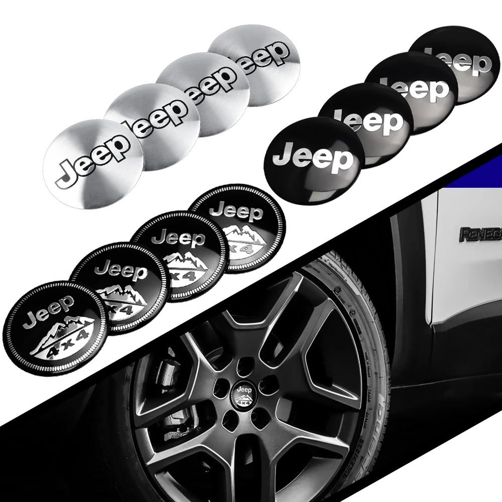 4PCS 56mm Car Wheel Hub Center Cap Sticker for Jeep Renegade Wrangler JK JL Grand Cherokee Compass Patriot Rim Logo Cover