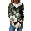 Женская свободная футболка с круглым вырезом и цветочным принтом, длинный рукав, топ, пуловер, длинный рукав
