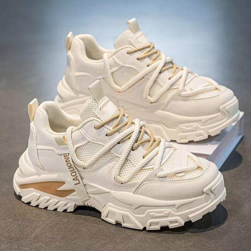 Мужская обувь 2025 года, лето, новая, сетчатая, универсальная, высококачественная, повседневная обувь, молодежная, спортивная, на платформе, папины туфли