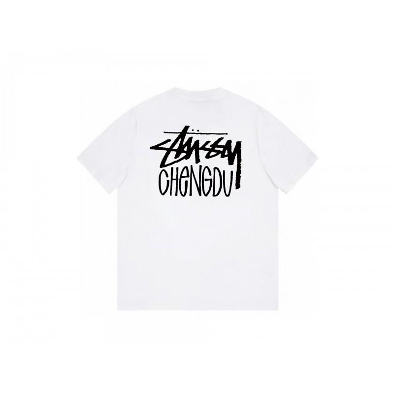 Футболка Stussy с коротким рукавом для подростков Свободный крой Хлопок 270 г Круглый вырез Повседневная одежда