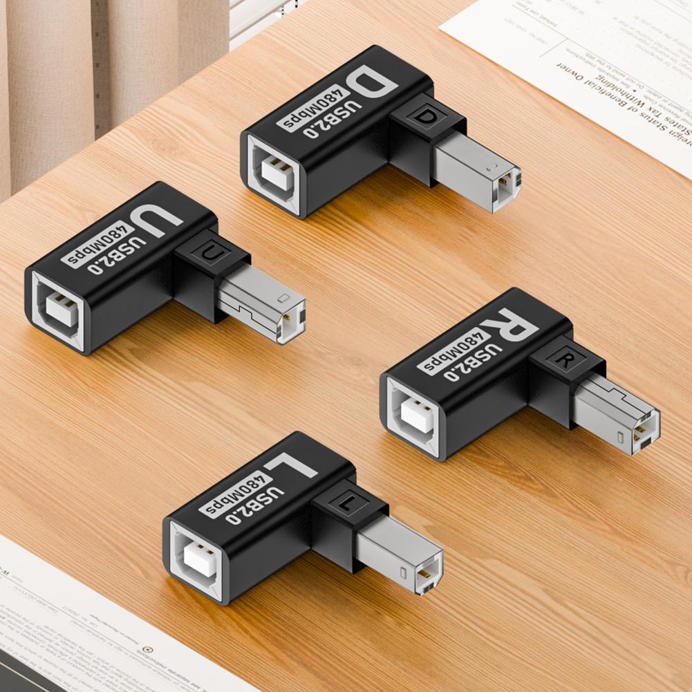 USB 2.0 Type B Printer Adapter 90 Degree USB B Printer Adapter 480Mbps Extension Adapter Male To Female for Printer Scanner HDD