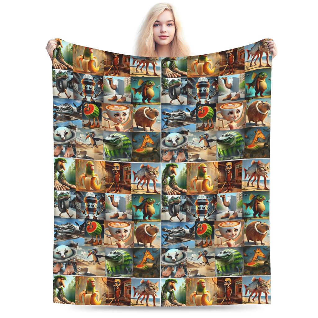 Tralalero Tralala Bootleg Funny Brainrot Italian Shark Meme TBlanket Warm Soft Bedding Throws Winter Couch Chair Bedspread