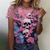 Серия 3D цифровой печати новая летняя женская свободная с круглым вырезом и короткими рукавами красивая серия скелетов 3212