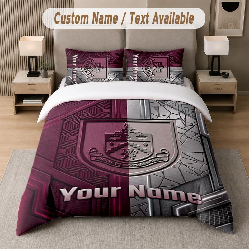 Burnley Football Design Bedding Set Custom Text 1 Duvet Cover & 2 Pillow Cases