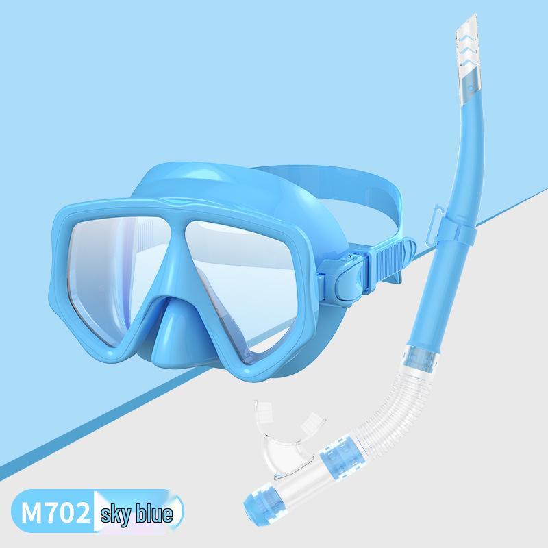 Snorkeling Set: Wide-View Mask & Semi-Dry Breathing Tube - Silicone Diving Goggles 2-Piece Kit