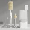 Travel Baby Bottle Brush Set with Silicone Nipple Brush, Draining Rack, Straw & Crevice Brushes