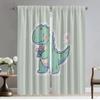 Blackout Curtains for Living Room Curtain Little Dinosaur Halloween Decoration Tulle for Bedroom Partition Curtains 2 Pieces