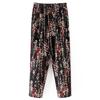 XL-8XL женские брюки летние брюки для пожилых людей свободные девятые брюки прямые брюки мамины брюки с цветочным принтом брюки для толстой бабушки