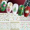 30pcs Gold Christmas Snowflakes Nail Stickers DIY Decoration Christmas Tree/Star/Elk/Santa Claus/Gloves Nail Art Supplies