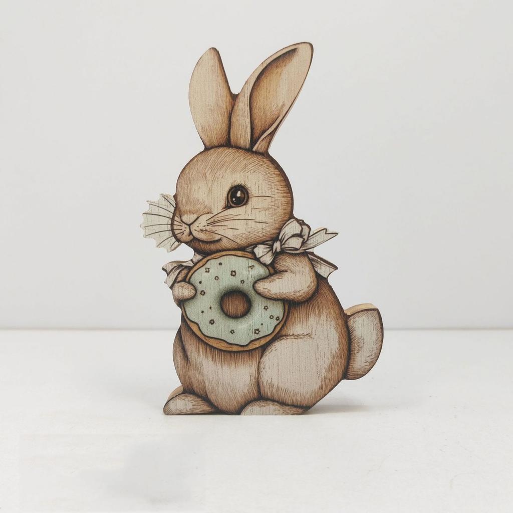 Wooden Easter Bunny Tiered Ornaments Rustic Cute Party Favors