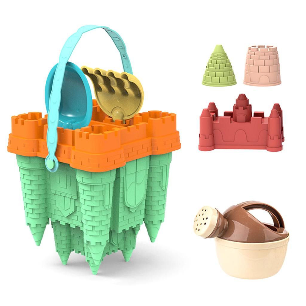 Beach Toy Outdoor Sand Play Castle Toy with Castle Mold Bucket Sandcastle Toy Bathtub Water Play Toy Kids Education Toy