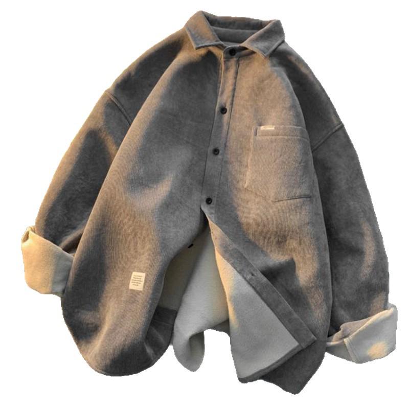 Женская рубашка свободного кроя на флисовой подкладке в корейском стиле - Модный, универсальный и омолаживающий топ большого размера