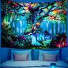 Psychedelic Black Light Colorful Tree of Life Fluorescent Tapestry UV Response Wall Hanging Hippie Room Decoration