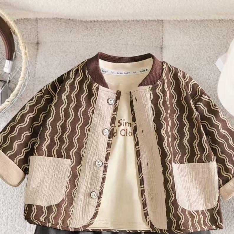 Модный трехпредметный комплект для малышей для мальчиков, весна-осень 2025