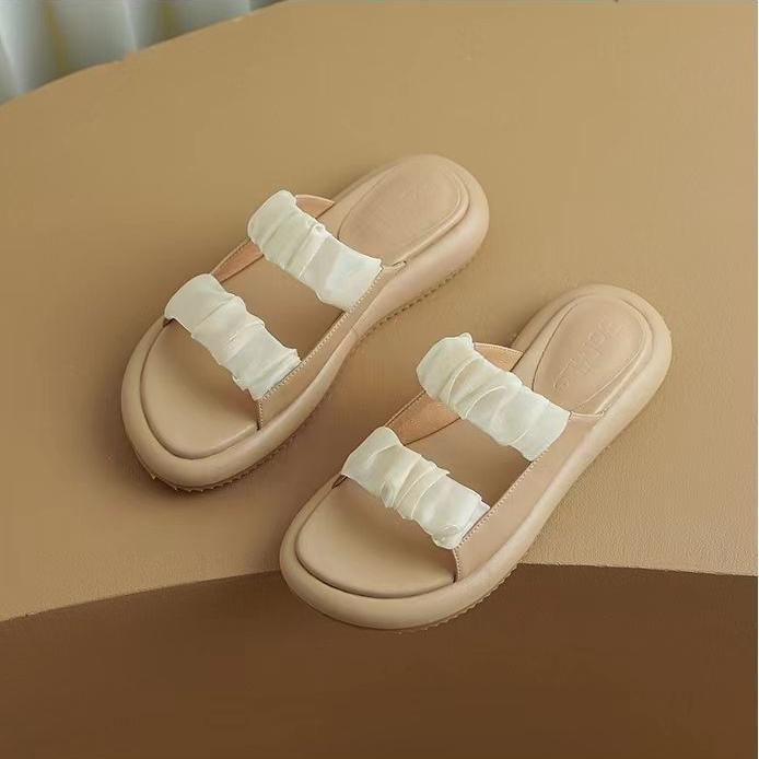 Модные сандалии женские удобные тапочки для дома и дома лето новинка 2024 с шикарными элегантными шлепанцами на платформе модные женские тапочки