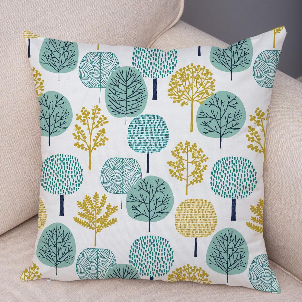 Абстрактное искусство, декоративная наволочка с геометрическим растением, деревом, цветком, диван, домашняя автомобильная наволочка