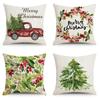 Ретро Рождественская Декоративная Наволочка Пикап Зеленая Растение Гирлянда Теплая Атмосфера Домашняя Наволочка