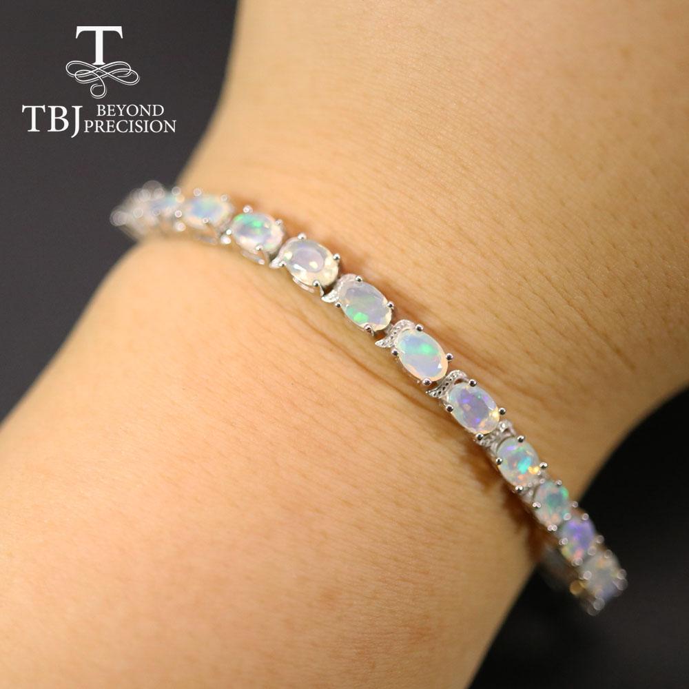 Bolai браслет из натурального опала овальной огранки 4*6 мм, ювелирные изделия из натуральных красочных драгоценных камней, серебро 925 пробы, для женщин, повседневная одежда