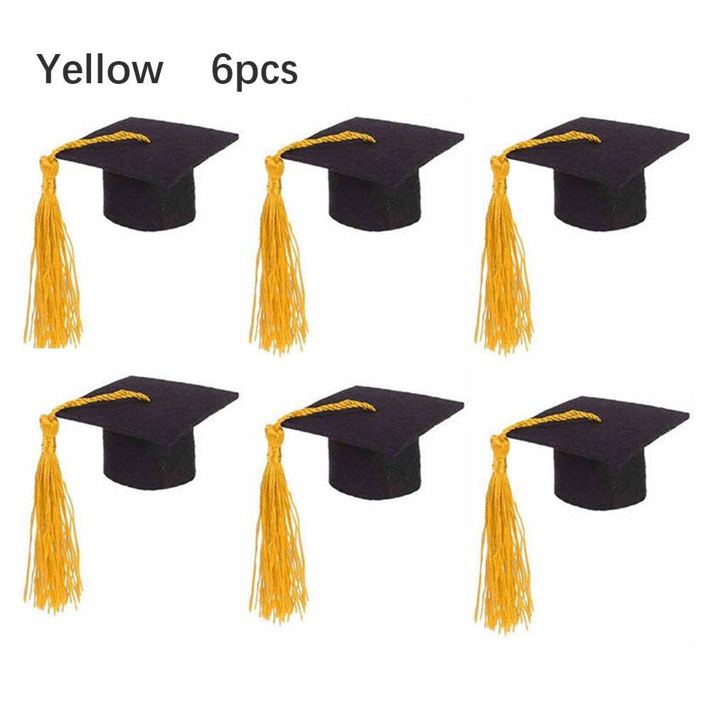 6шт бутылка вина DIY украшения шапка бакалавра мини-выпускной шляпа цилиндр докторская шапка