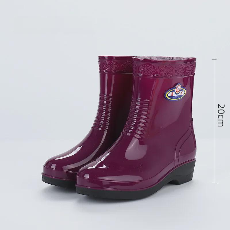 Women's Waterproof Mid-Tube Winter Rain Boots - Non-Slip, Velvet-Lined, Fashionable, Thickened for Warmth