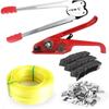 Manual PET/PP Packaging Tool Set with Band Tensioner, Sealer, Band Tensioner, 100m Packing Strap, 100 Metal Seals, and 100 Strap Edge Protectors, Incl