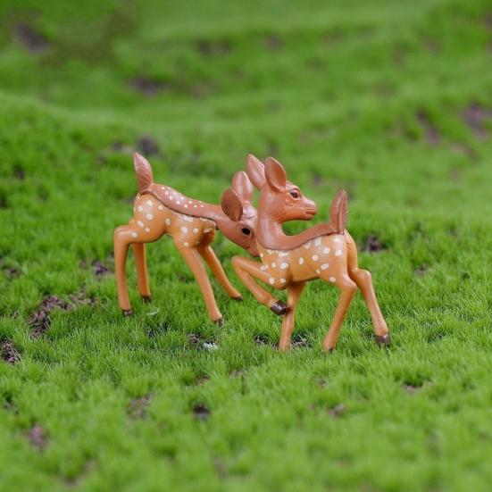 2Pcs Lovely Couple Deer Mini Craft Micro Landscape Bonsai Garden Home Decor
