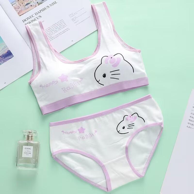 Puberty Students Bra Vest Brassiere Panties Teenagers Girls Lingerie Cotton Underwear Sets