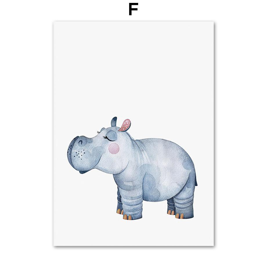 Слон, Жираф, Лев, Зебра, Бегемот, Сурикат, детские постеры и принт, мультяшная настенная живопись на холсте, детская комната, домашний декор