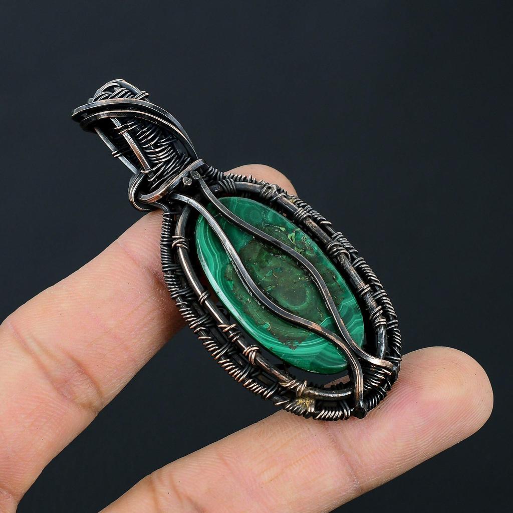 Красивое дерево жизни малахит драгоценный камень ручная работа чистая медная проволока обернутая подвеска ювелирные изделия