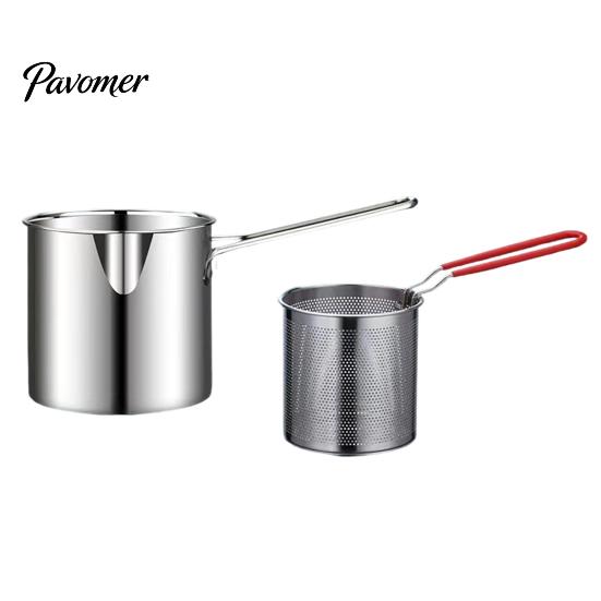 Small Deep Fryer with Basket Pot Removable Frying Basket, Durable Stainless Steel Compact Oil Filter French Fry Pan Pot, No Spill Saving for Fries And