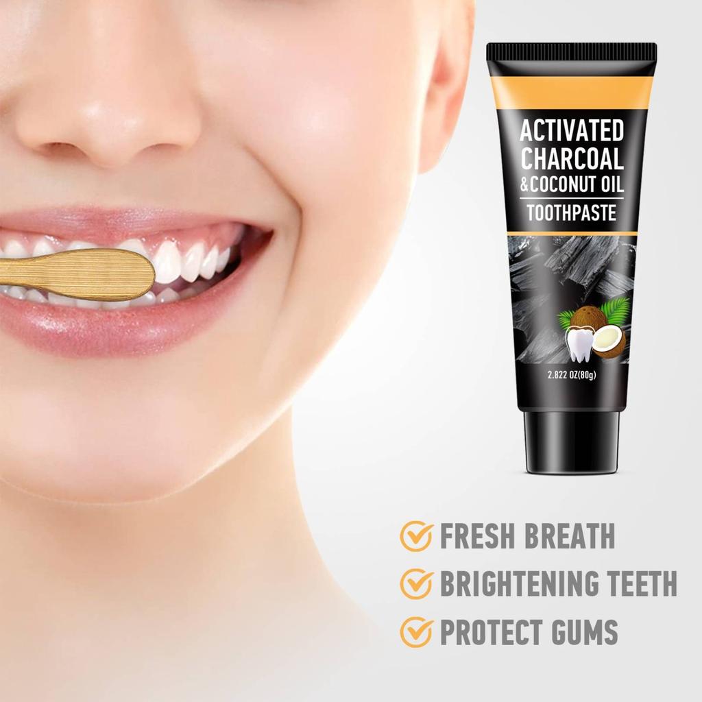 Зубная паста с активированным углем, черная угольная зубная паста, глубокая чистка зубов, отбеливающая зубная паста 80 г