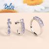 Natural Blue Tanzanite Gemstone Jewelry Set 925 Sterling Silver Earring Ring Fine Jewelry for Women Mom Gift