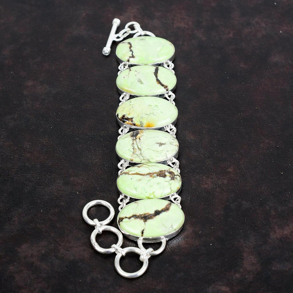 Браслет из лимонного хризопраза, браслет из драгоценных камней, серебро 925 пробы, регулируемый браслет-цепочка, ручная работа, лимонный хризопраз, ювелирные изделия, подарки для него