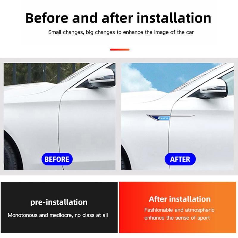 AAKR1 3D Metal Car Leaf Board Side Sticker Auto door Label Body Decorative Blade Decals For Volvo Rdesign XC60 XC40 V60 V40 EX30 XC90