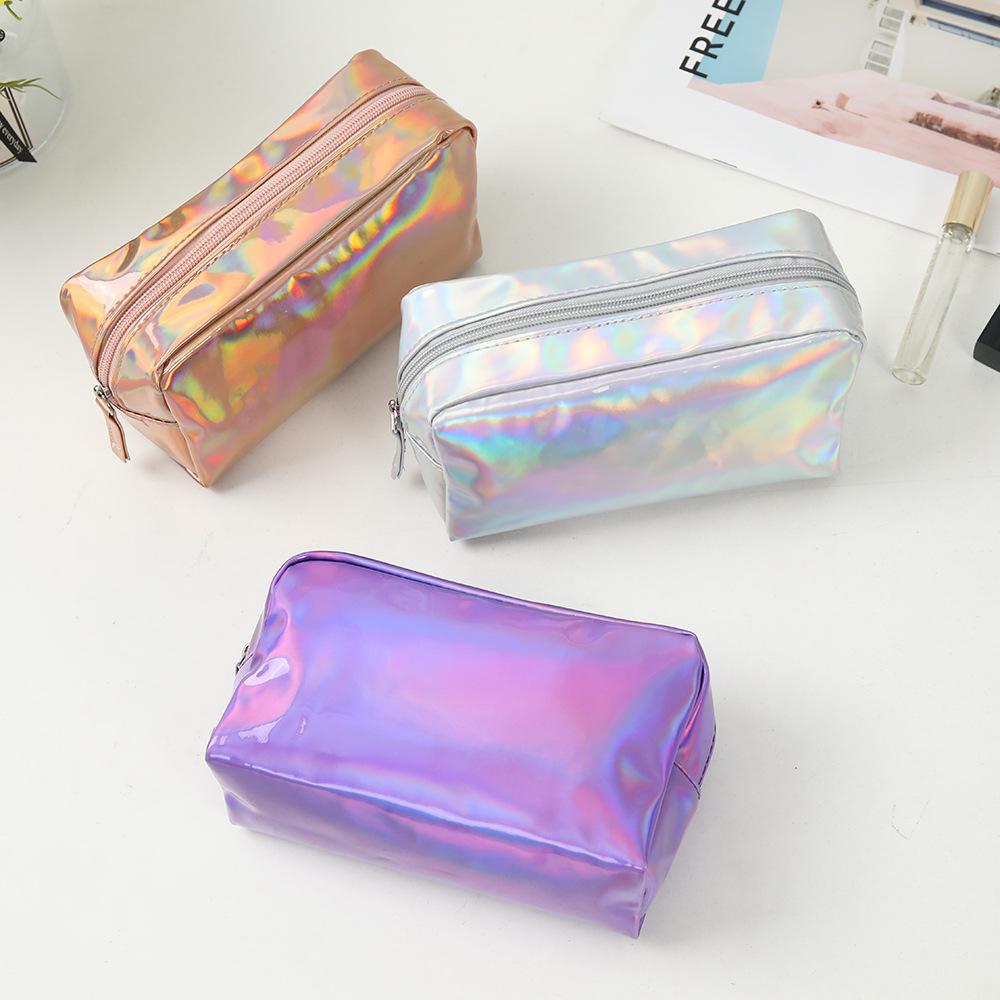 Makeup Fashionable Pu Bag Portable Colorful Square Large Capacity Bag Storage