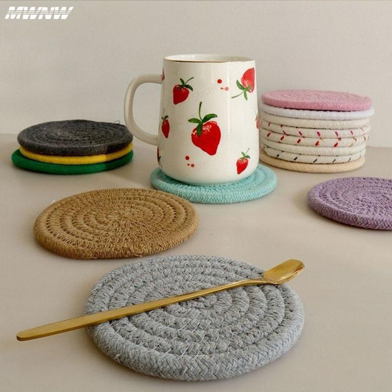 Круглая хлопковая подставка под тарелку для обеденного стола, кухонные принадлежности, термостойкая подставка под стакан для кофе и напитков