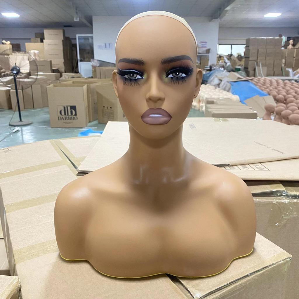 European & American Mannequin: Half Body with Double Shoulders for Wig, Jewelry, and Necklace Display