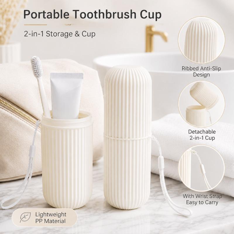 Portable Toothbrush Cup Bathroom Toothpaste Holder Storage Case Box Organizer Travel Toiletries Storage Cup