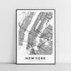Постер Нью-Йорк план города карта в черной раме