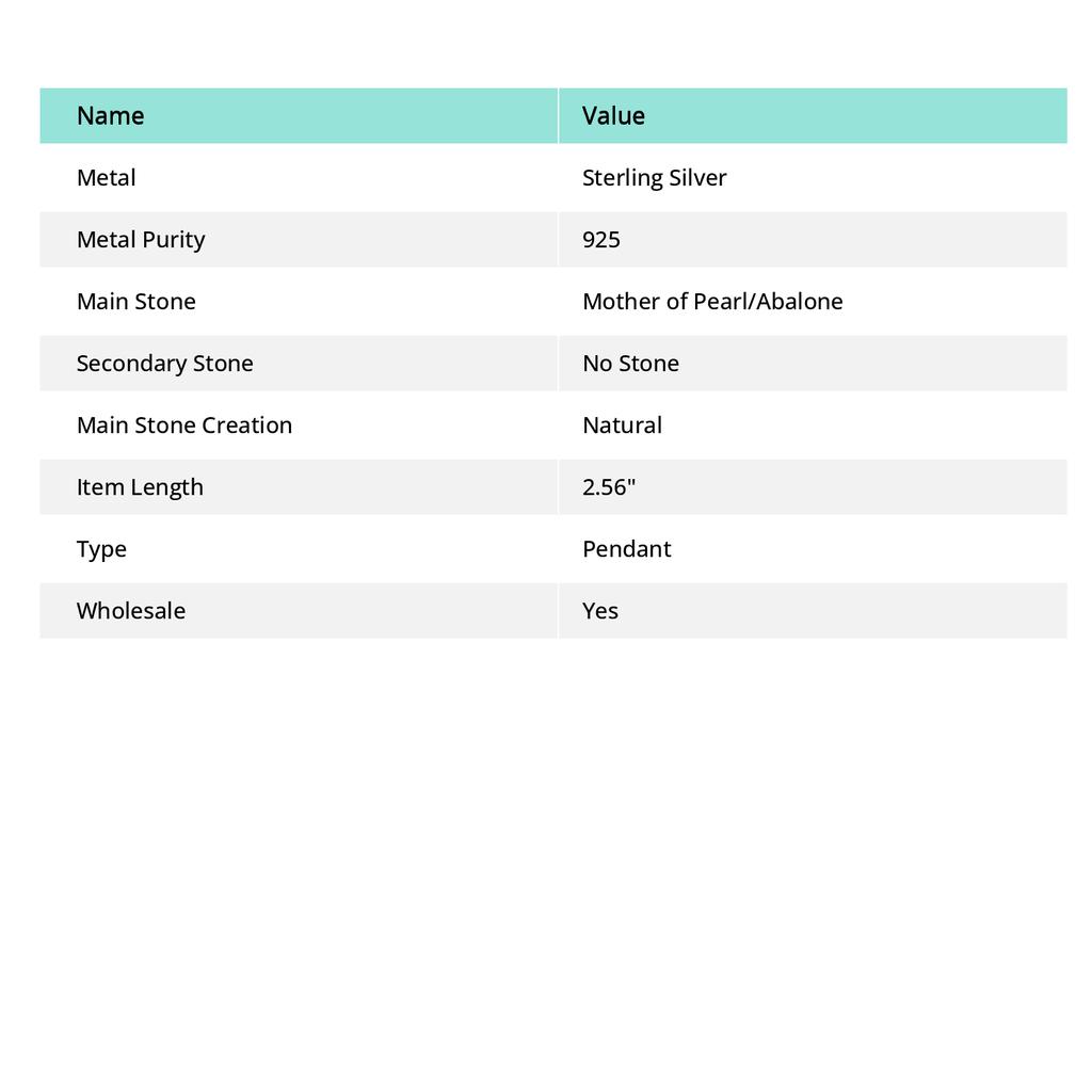 Драгоценный камень из раковины абалона Ручная работа Ювелирное изделие Подвеска из стерлингового серебра 925 пробы 2,56" Y6S67